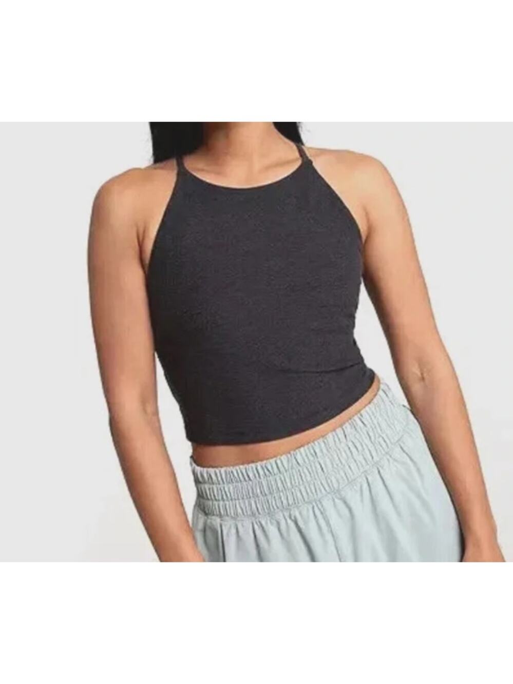 CALIA Women's Tap Shoe Heather LustraLux Cross Back Crop Top Size M